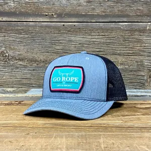 Life is Short Aqua Patch Hat - Heather Grey/Black