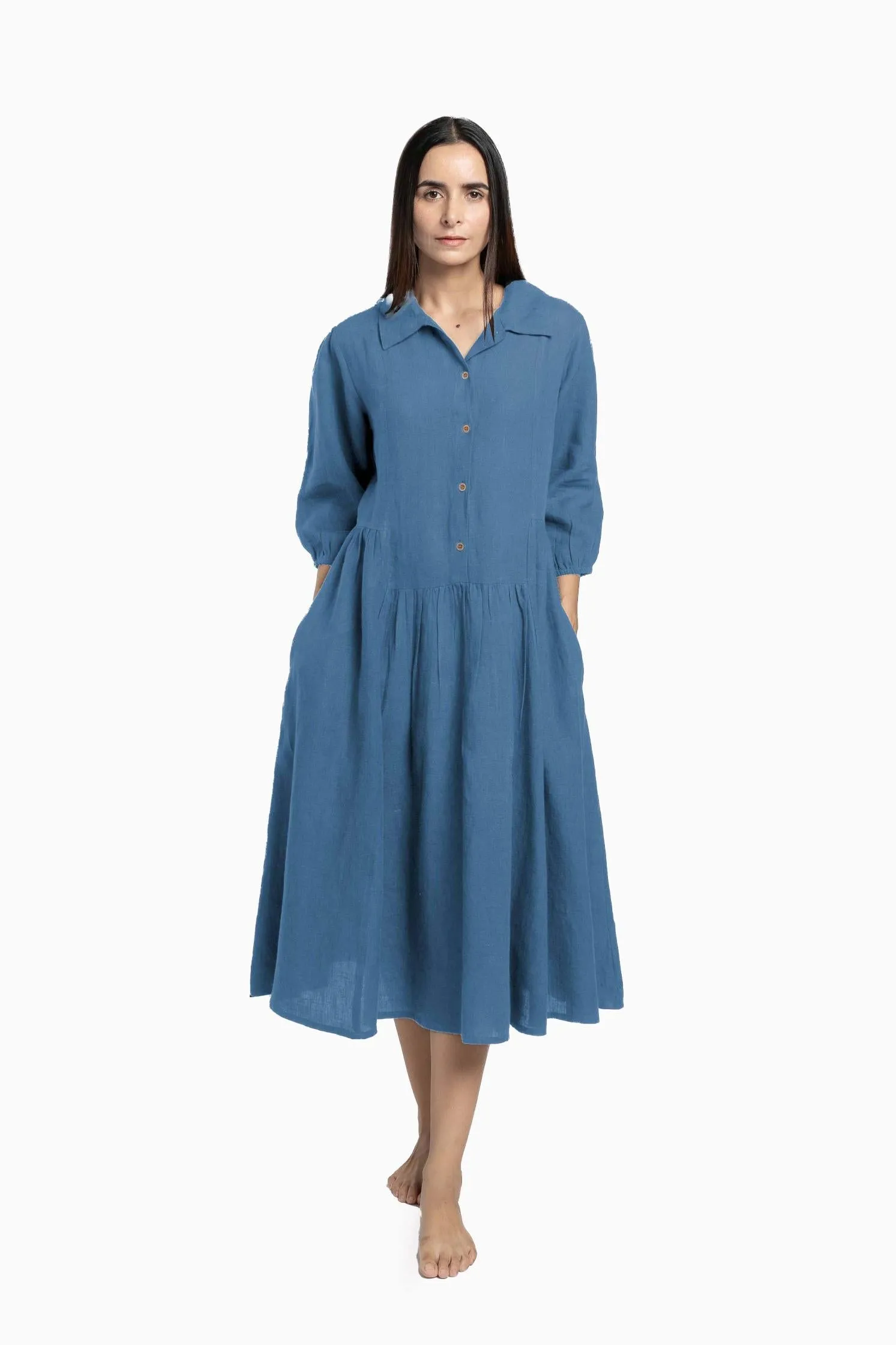 Linen Magnolia Dress-Brown Bean