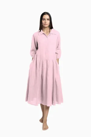 Linen Magnolia Dress-Petal Pink