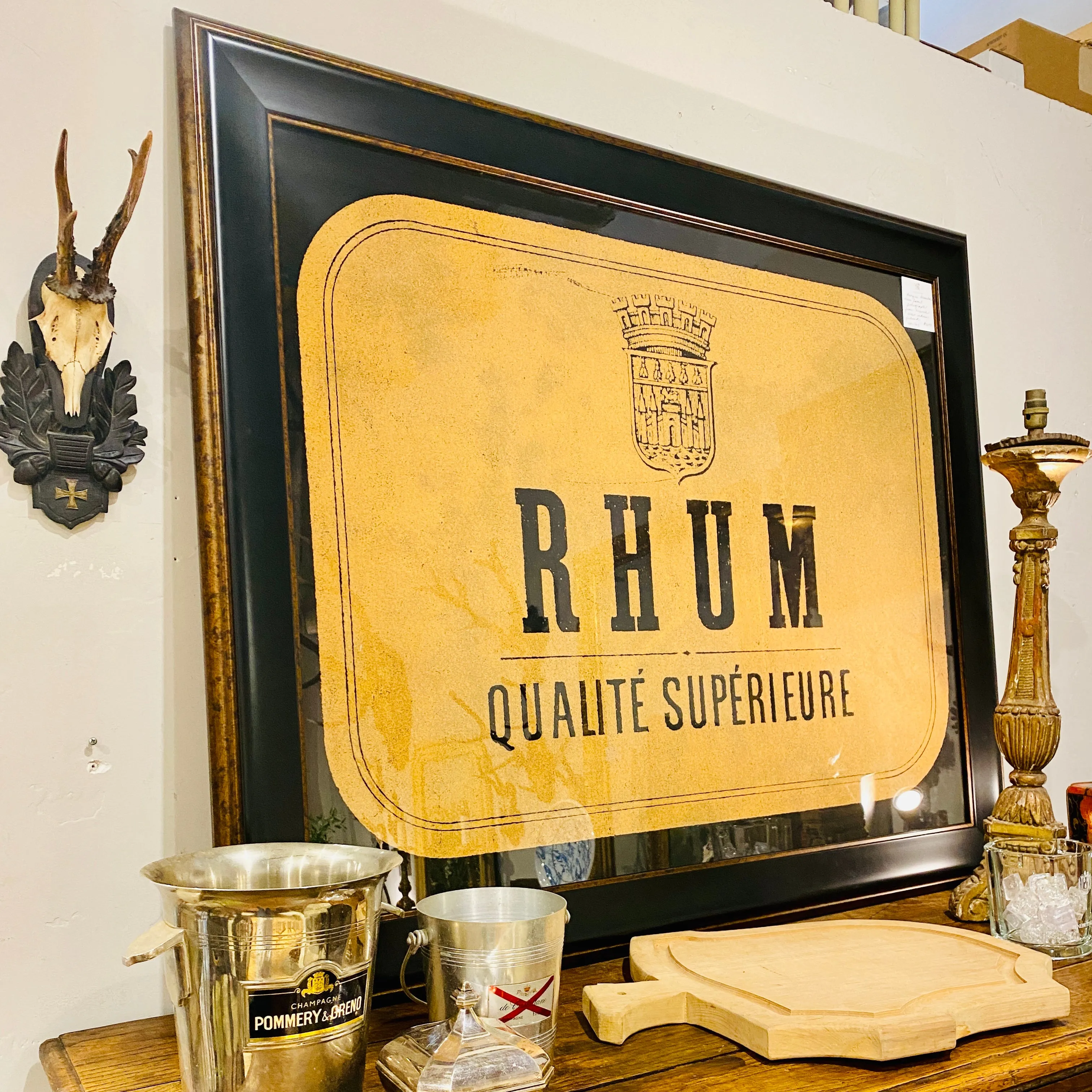 Lithograph of Antique Rum Label from the French West Indies in New Framing