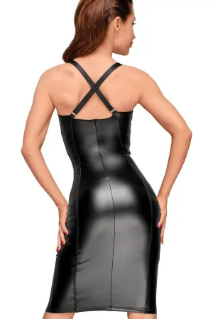 Long Fitted Dress with Chequered Detail and Halter Straps