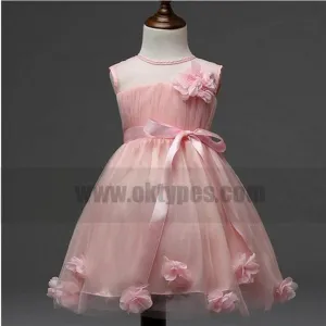Lovely Beautiful Flower Girl Dresses, Cheap Little Girl Dresses with Handmade Flowers, TYP0829