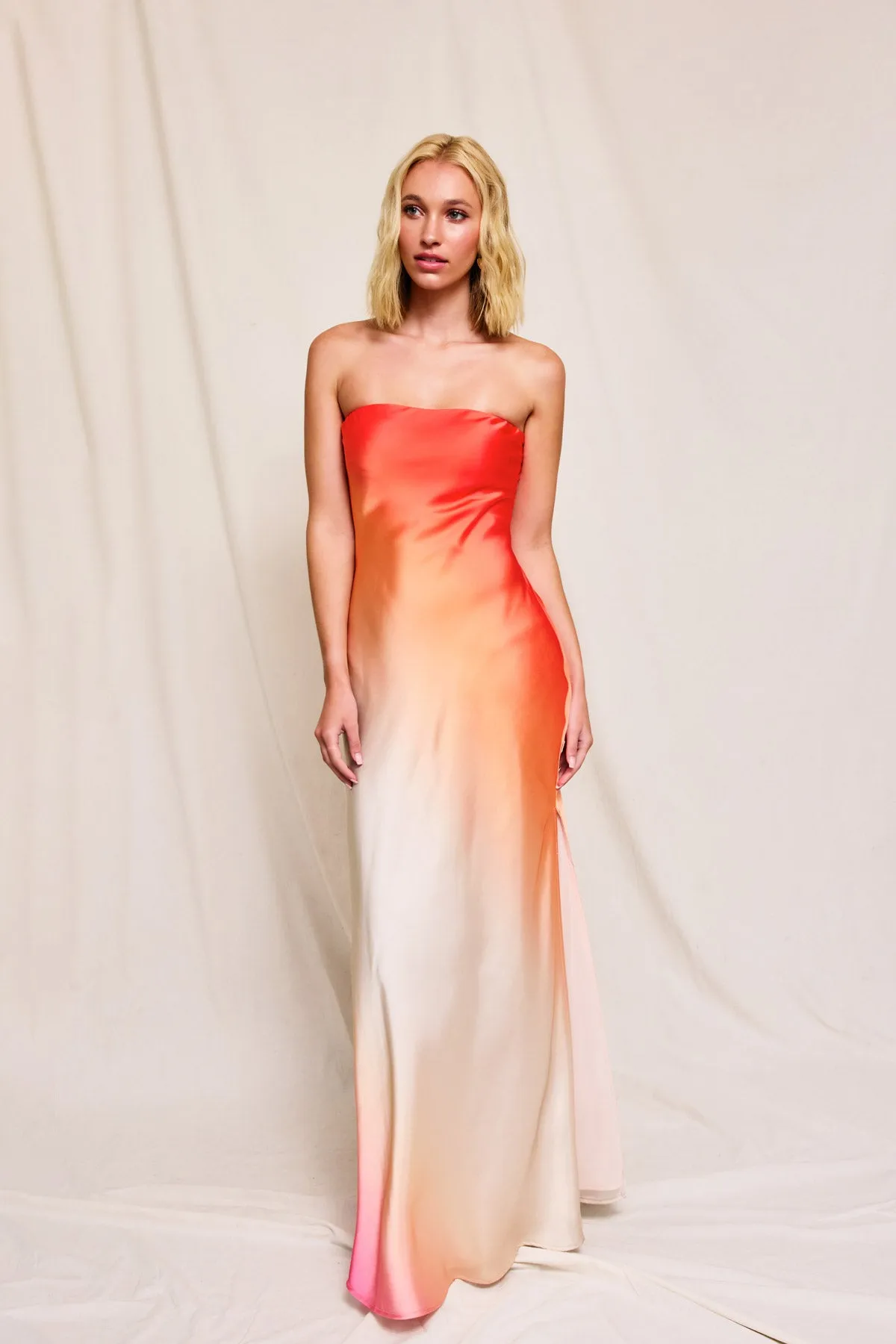 Lucia Ombre Strapless Maxi Dress