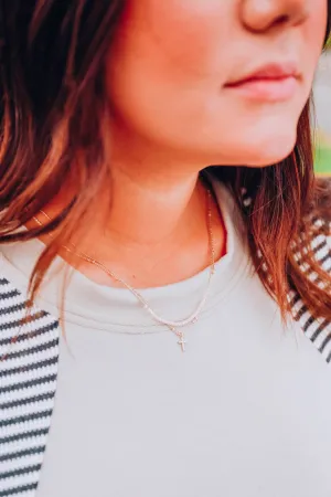 Lyla Layered Necklace in Beige