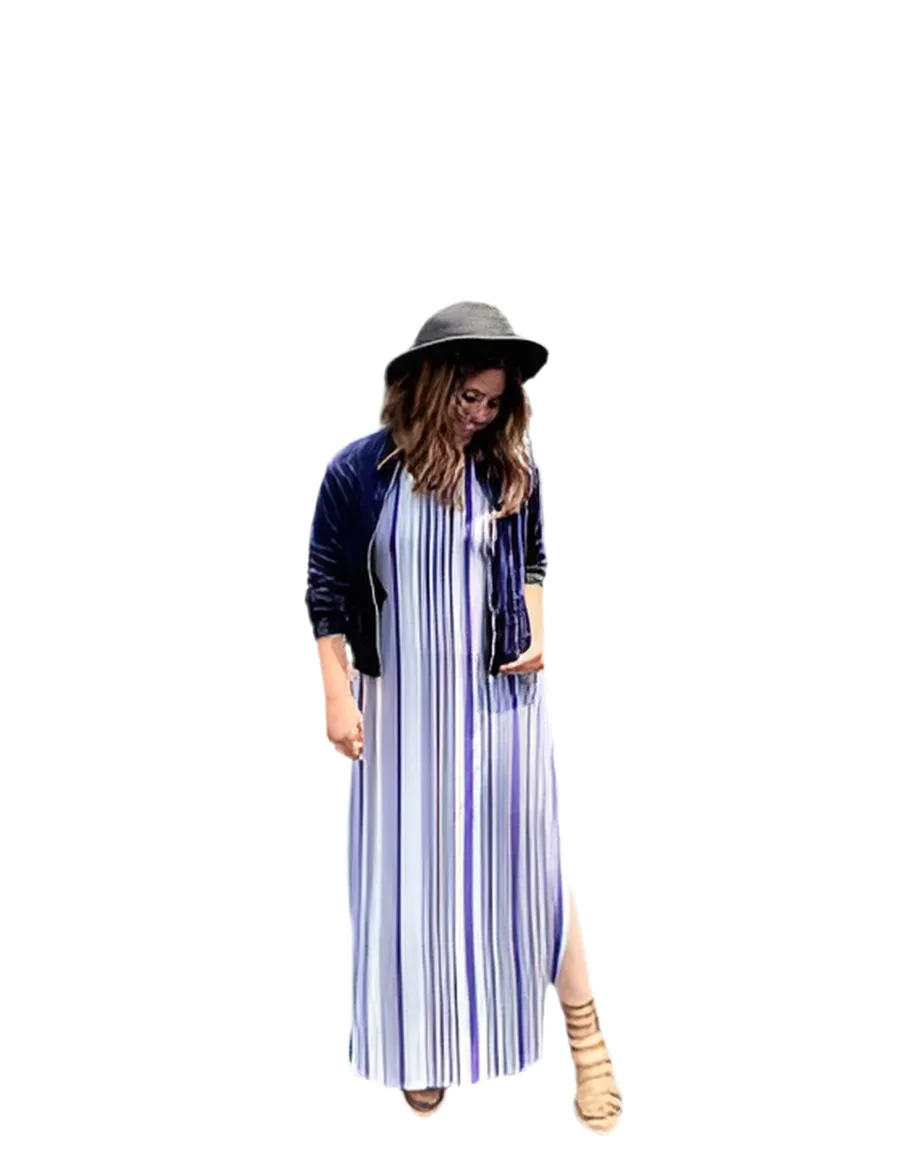 Macy - Navy Pink Orange Stripe