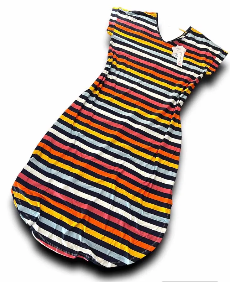 Macy - Navy Pink Orange Stripe