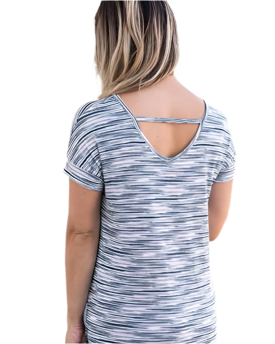Macy - Navy Pink Orange Stripe
