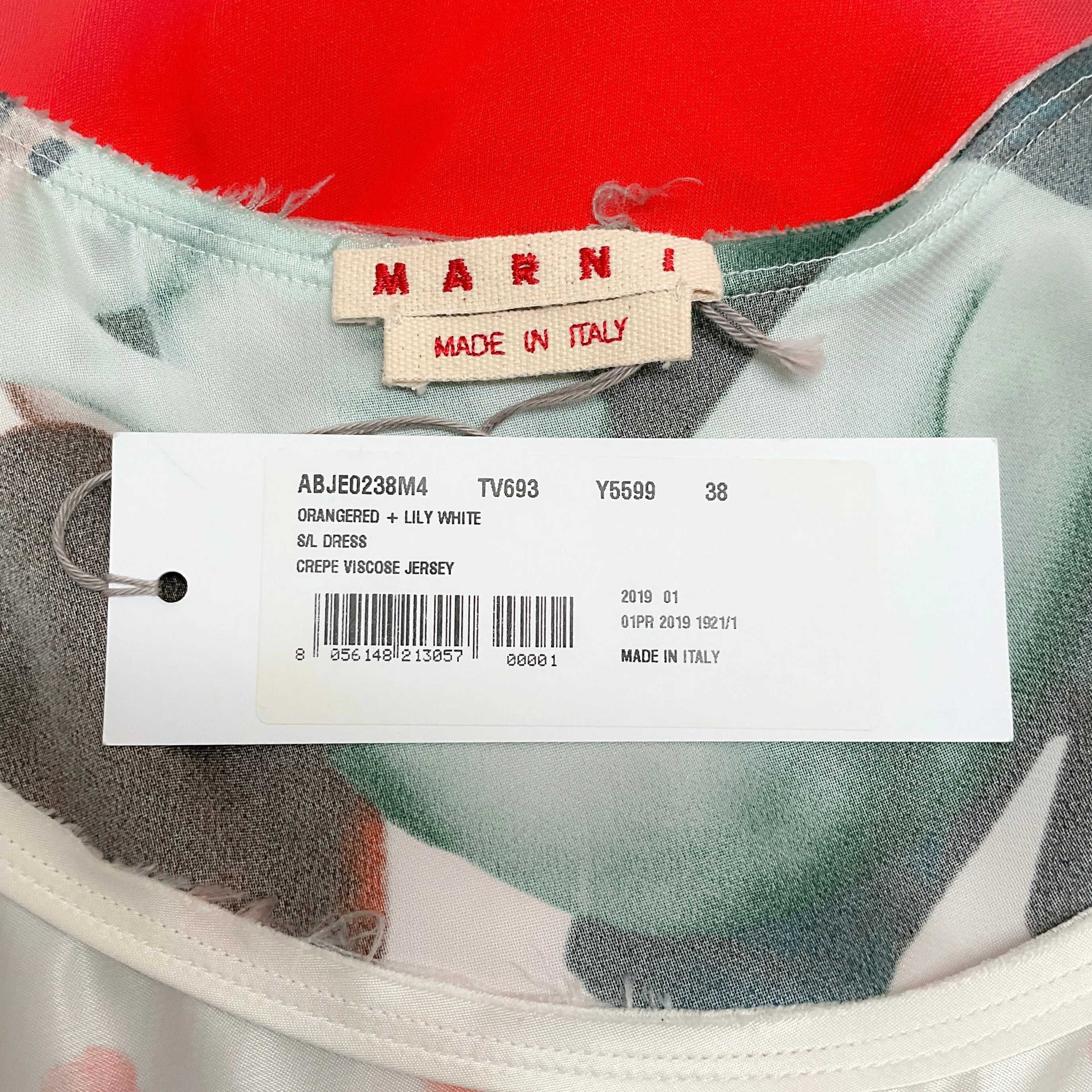 Marni Red Multi Sleeveless Dress with Attached Draped Topper