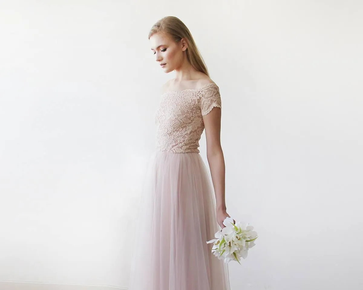 Maternity Blush off-shoulders short sleeves dress #1139