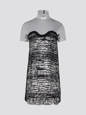 Metallic Turtleneck Mini Dress