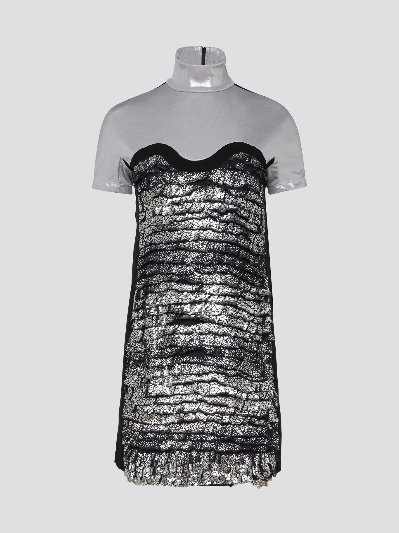 Metallic Turtleneck Mini Dress
