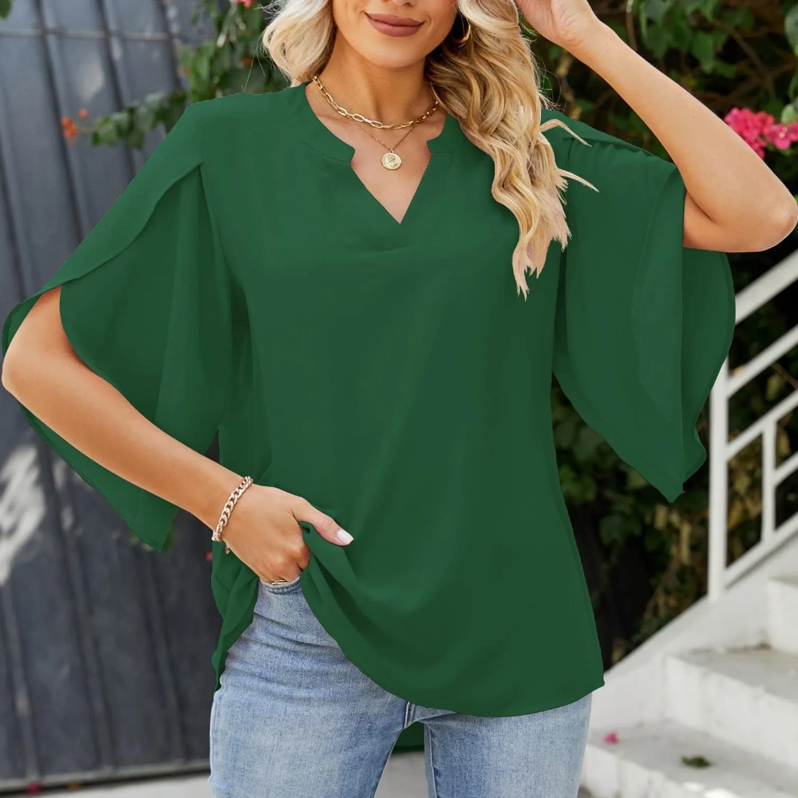 Michele | Elegant Office Ruffle Blouse