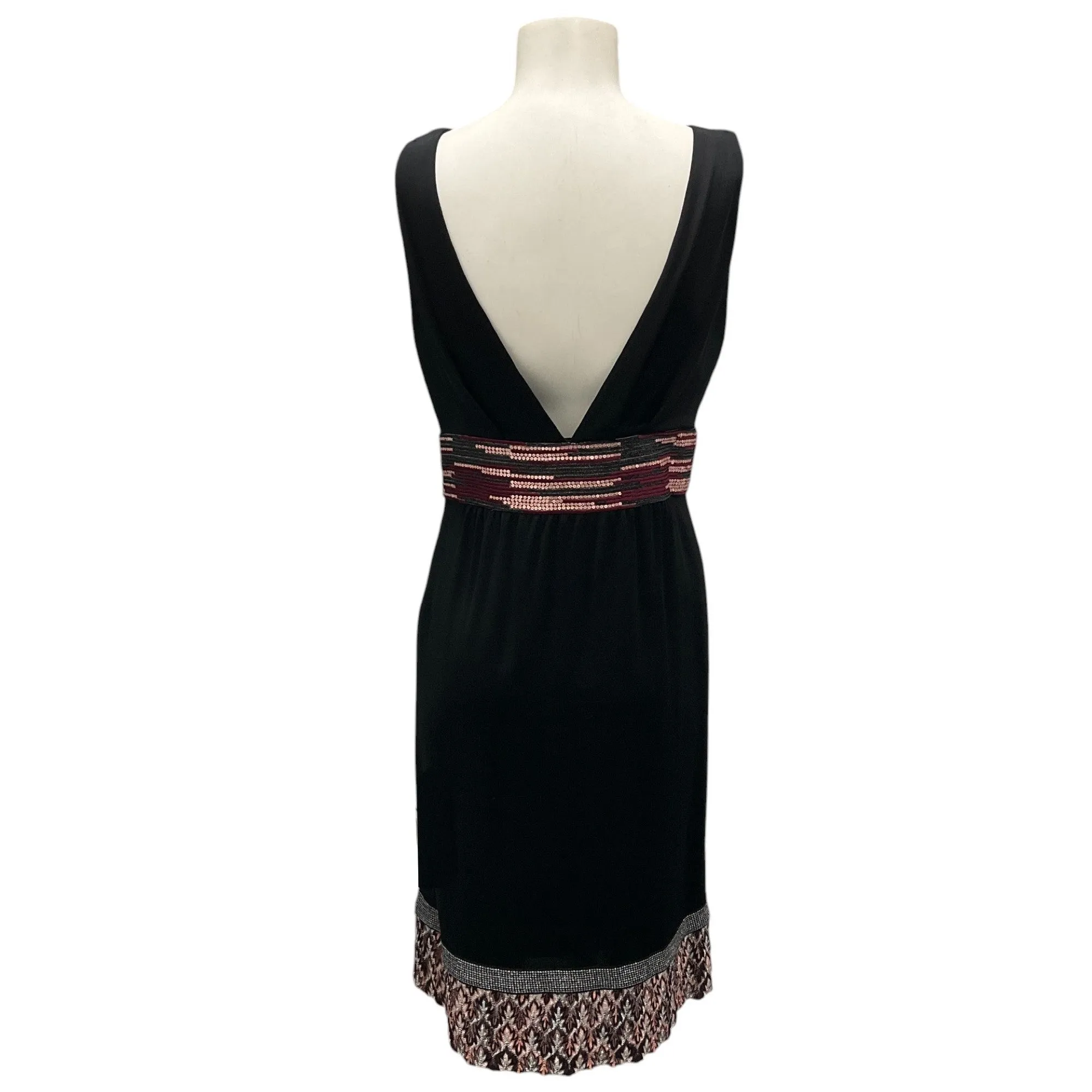 Missoni Black / Pink / Purple Embroidered and Sequined Sleeveless Jersey Dress