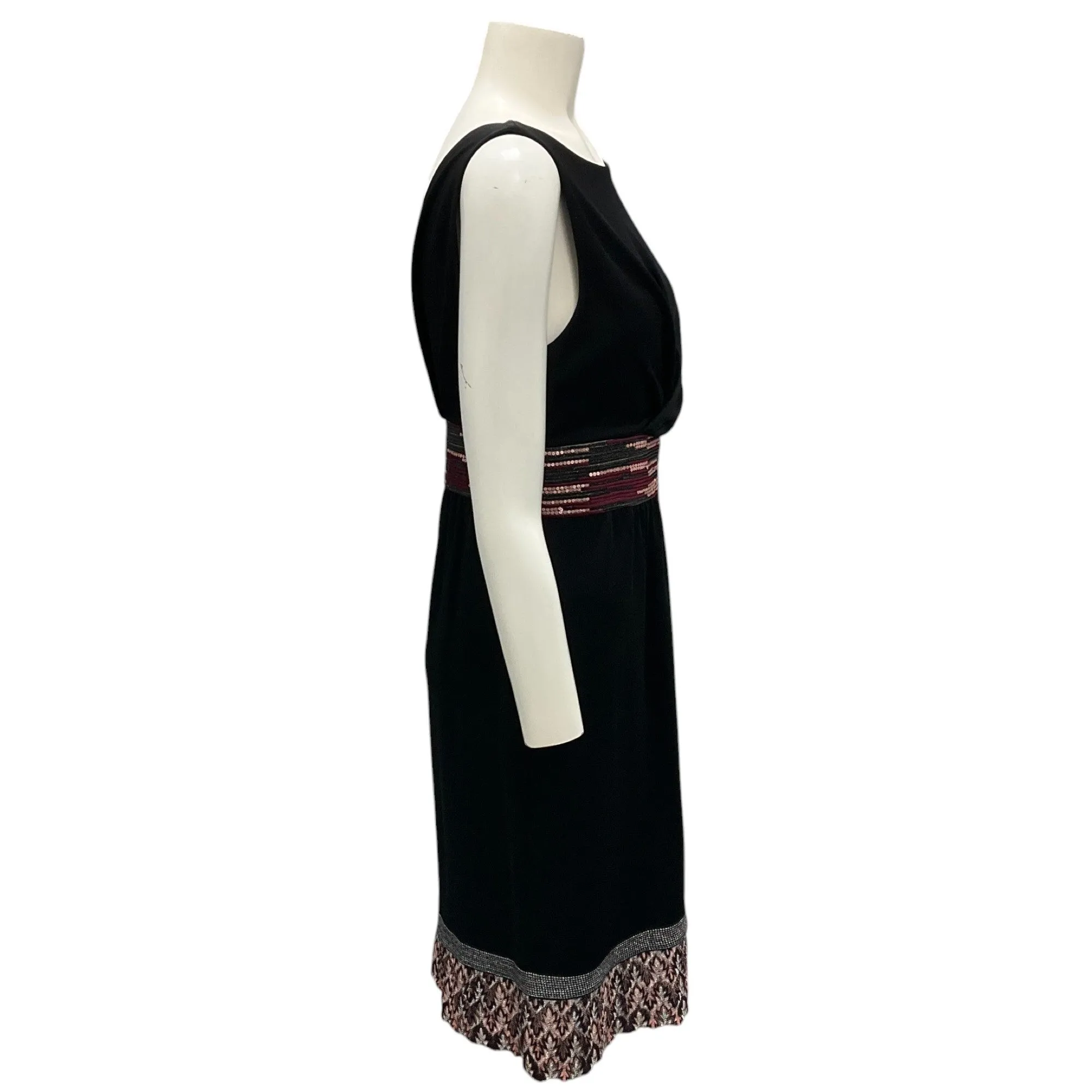 Missoni Black / Pink / Purple Embroidered and Sequined Sleeveless Jersey Dress