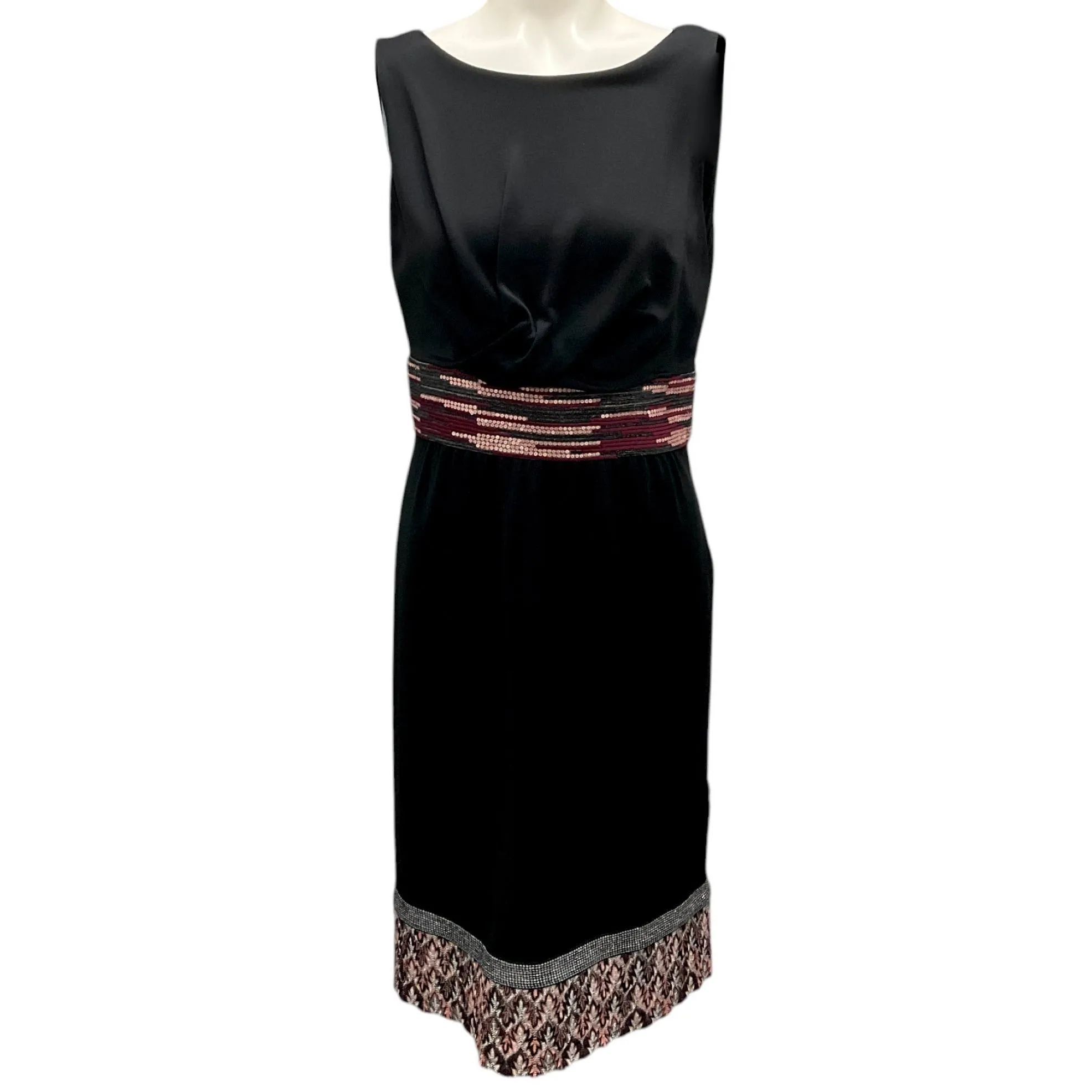 Missoni Black / Pink / Purple Embroidered and Sequined Sleeveless Jersey Dress