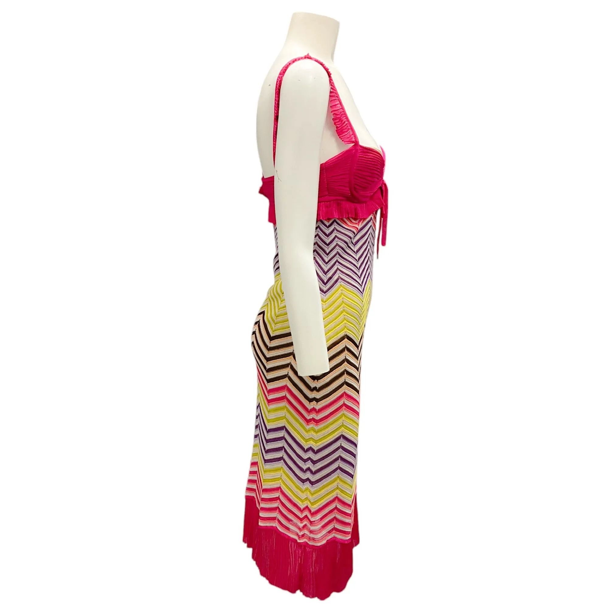 Missoni Pink Multi Sleeveless Zig Zag Knit Dress