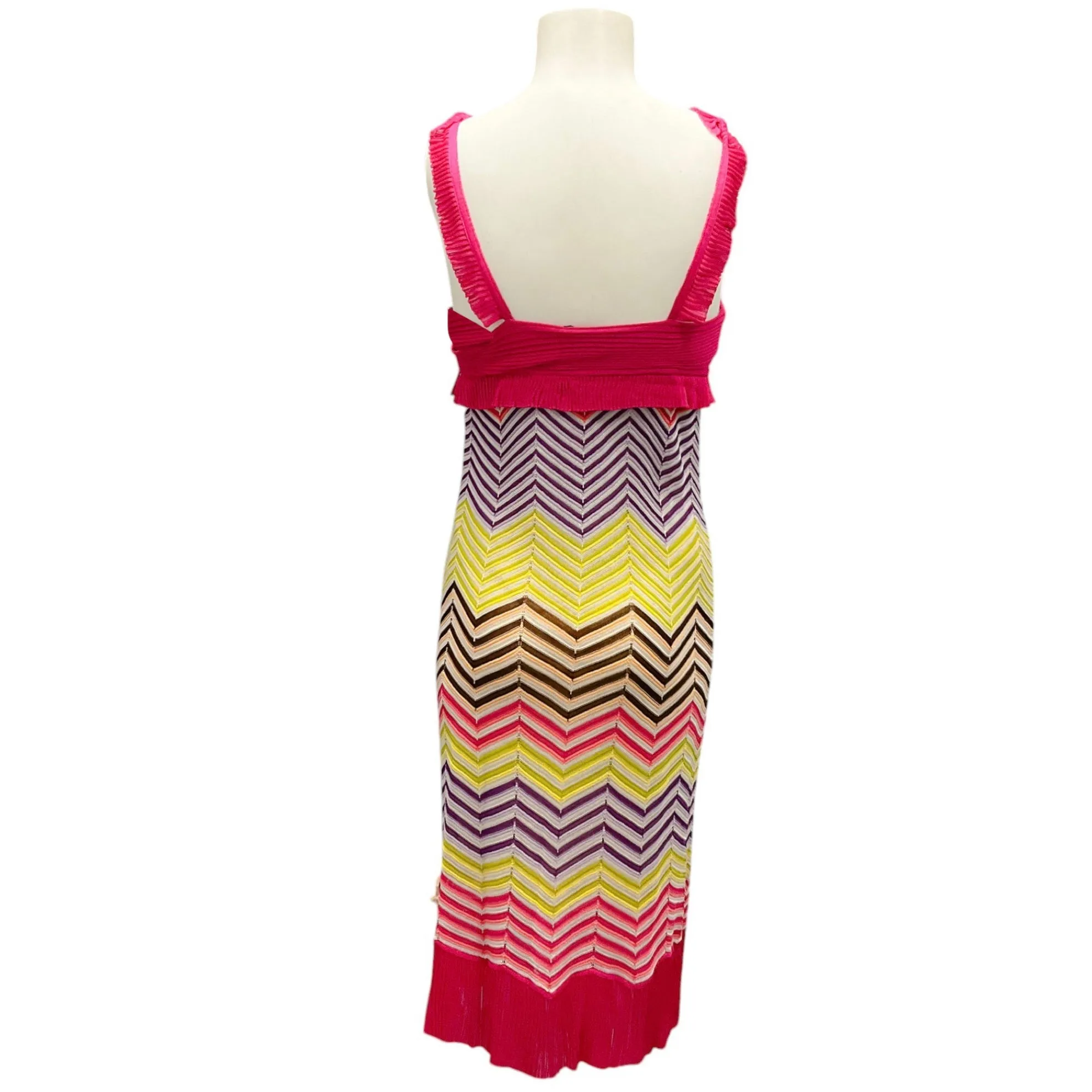 Missoni Pink Multi Sleeveless Zig Zag Knit Dress