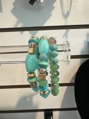 Mixed Seafoam Stretch Bracelet Stack