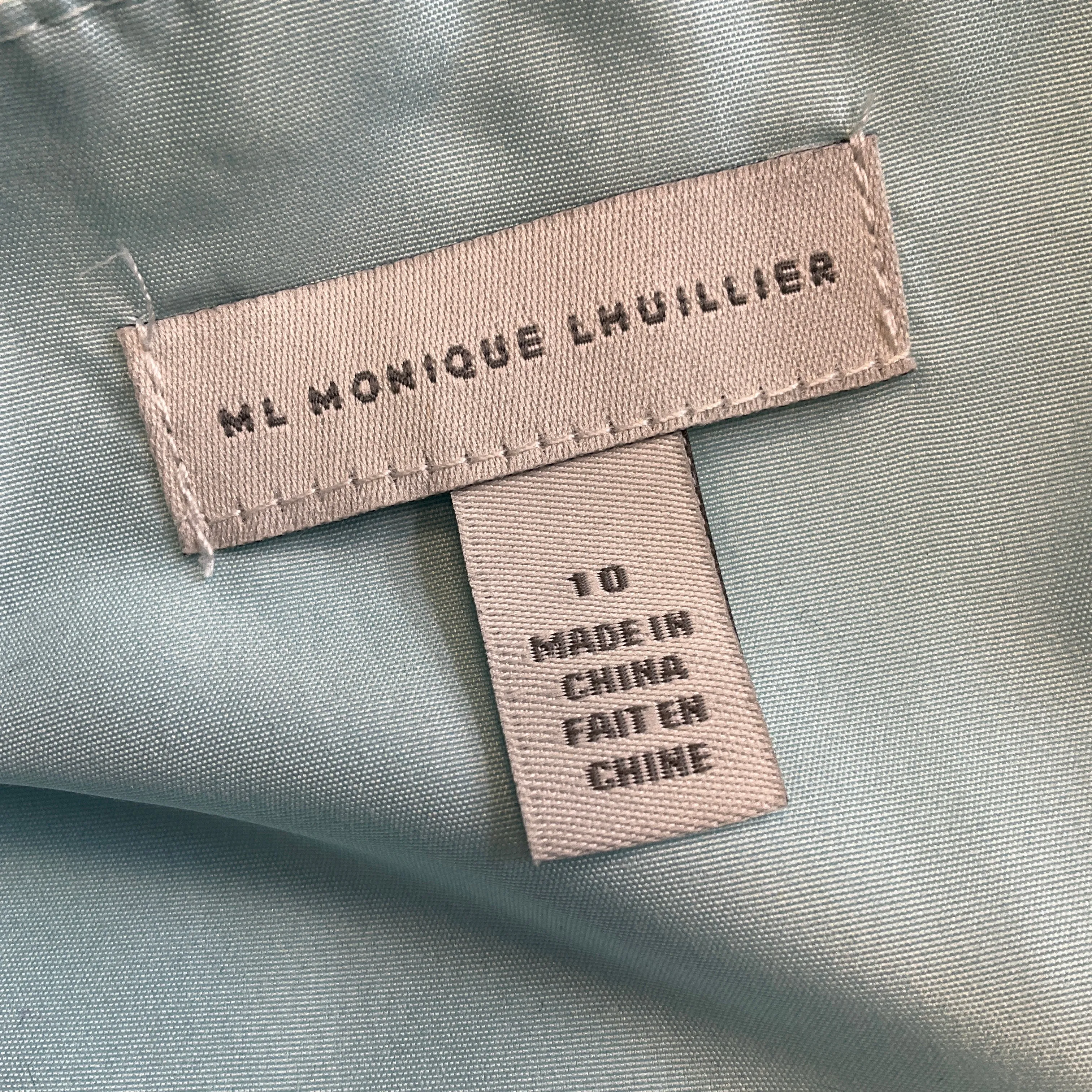 Monique Lhuillier Light Blue Multi Ombre Effect Cut-Out Detail Eyelet Midi Dress