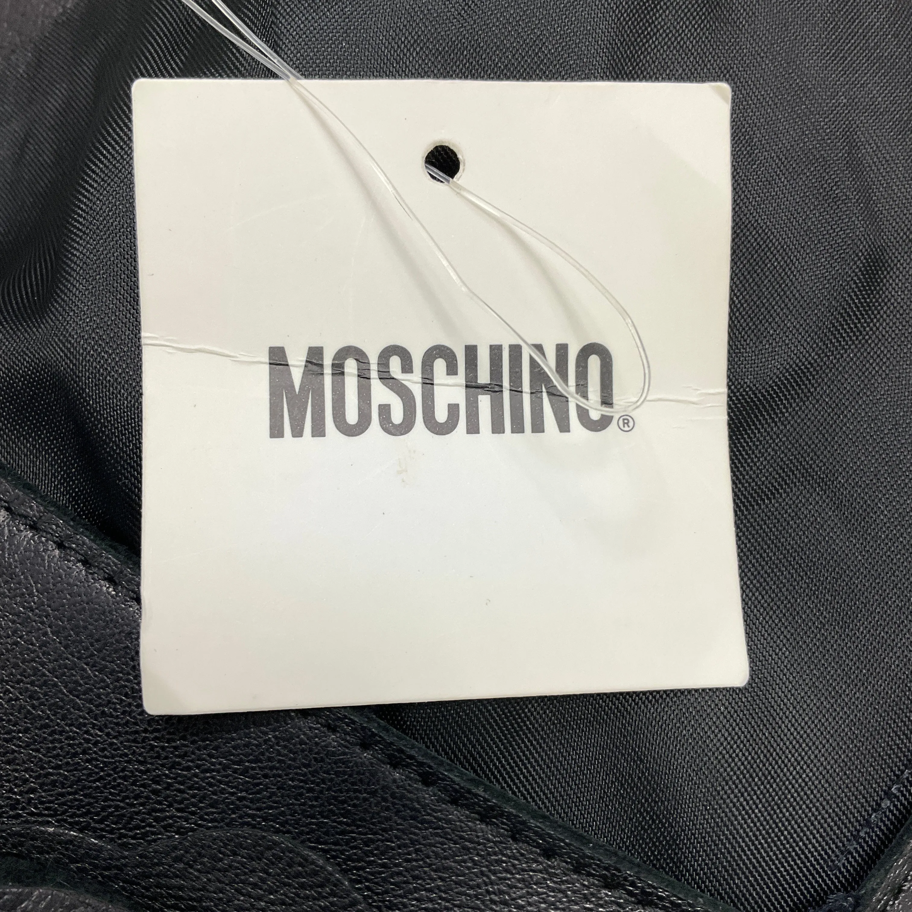 Moschino Black Floral Applique Sleeveless Leather Dress
