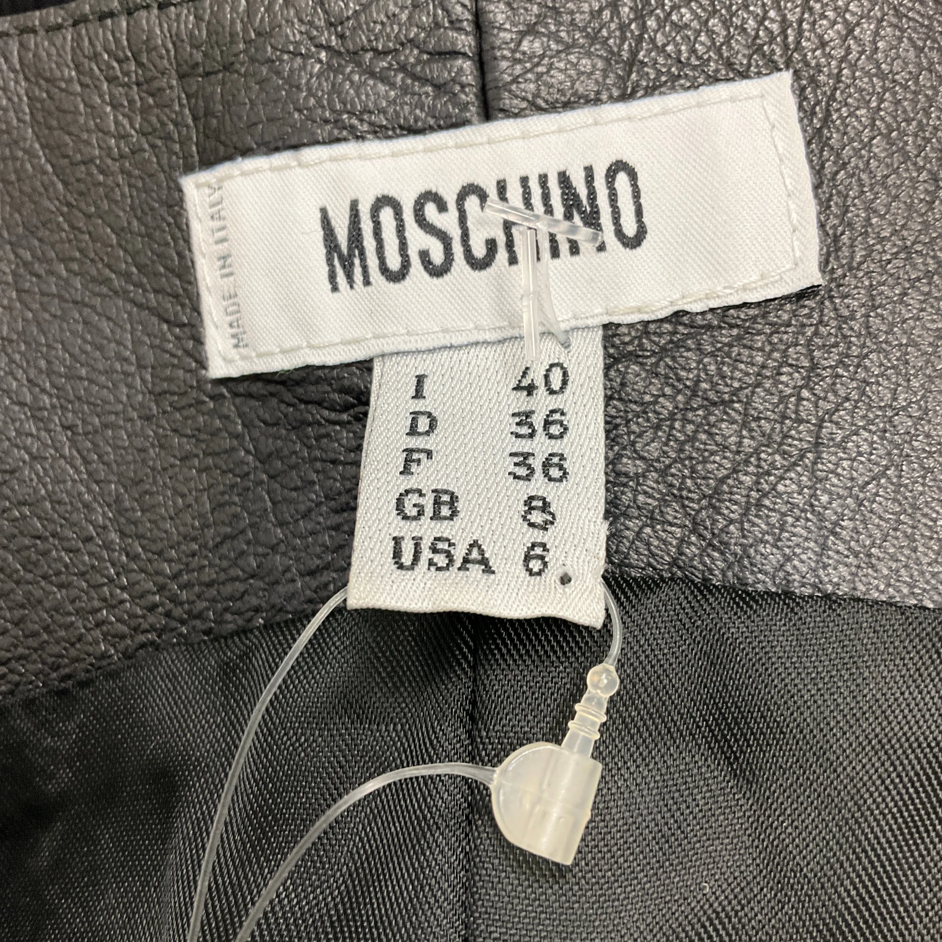 Moschino Black Floral Applique Sleeveless Leather Dress