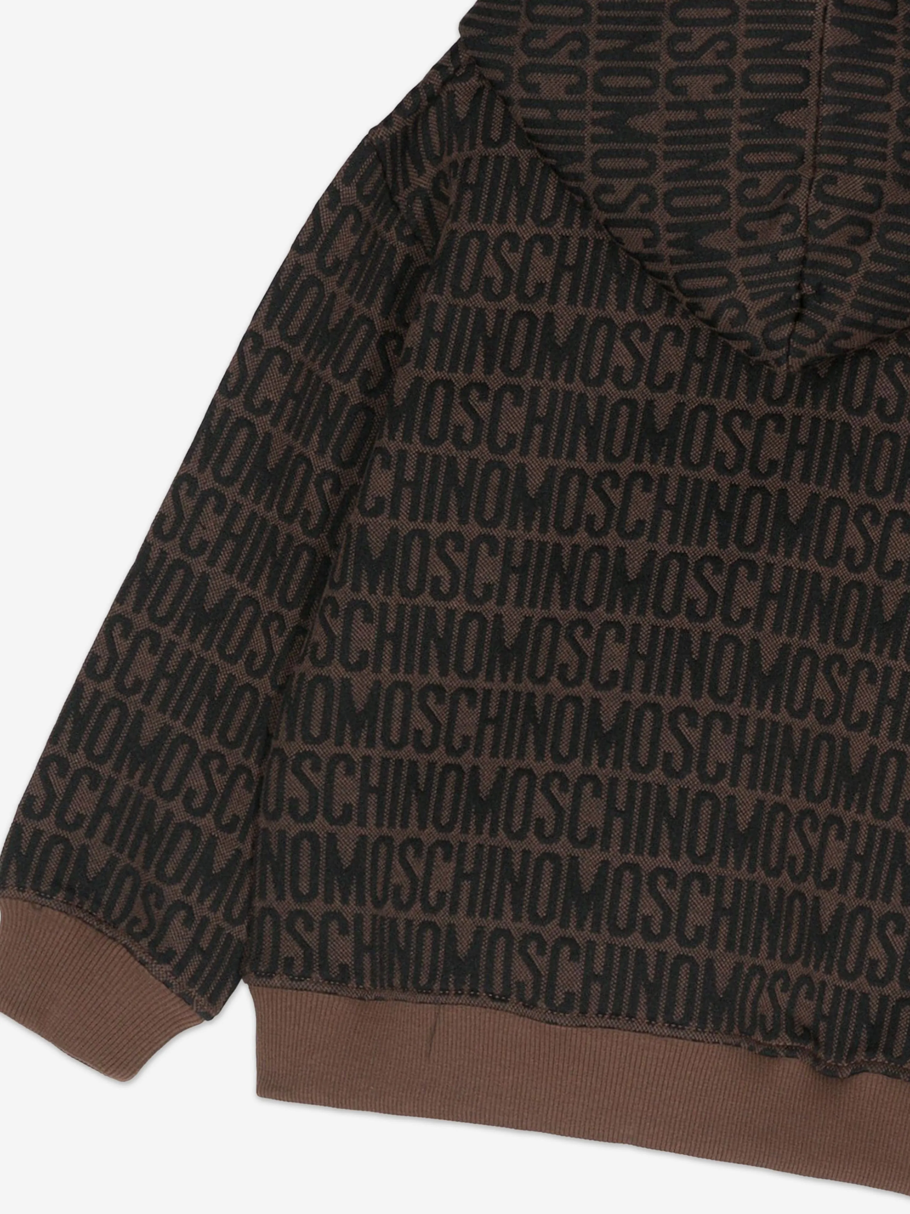 Moschino Kids All Over Logo Hoodie in Brown