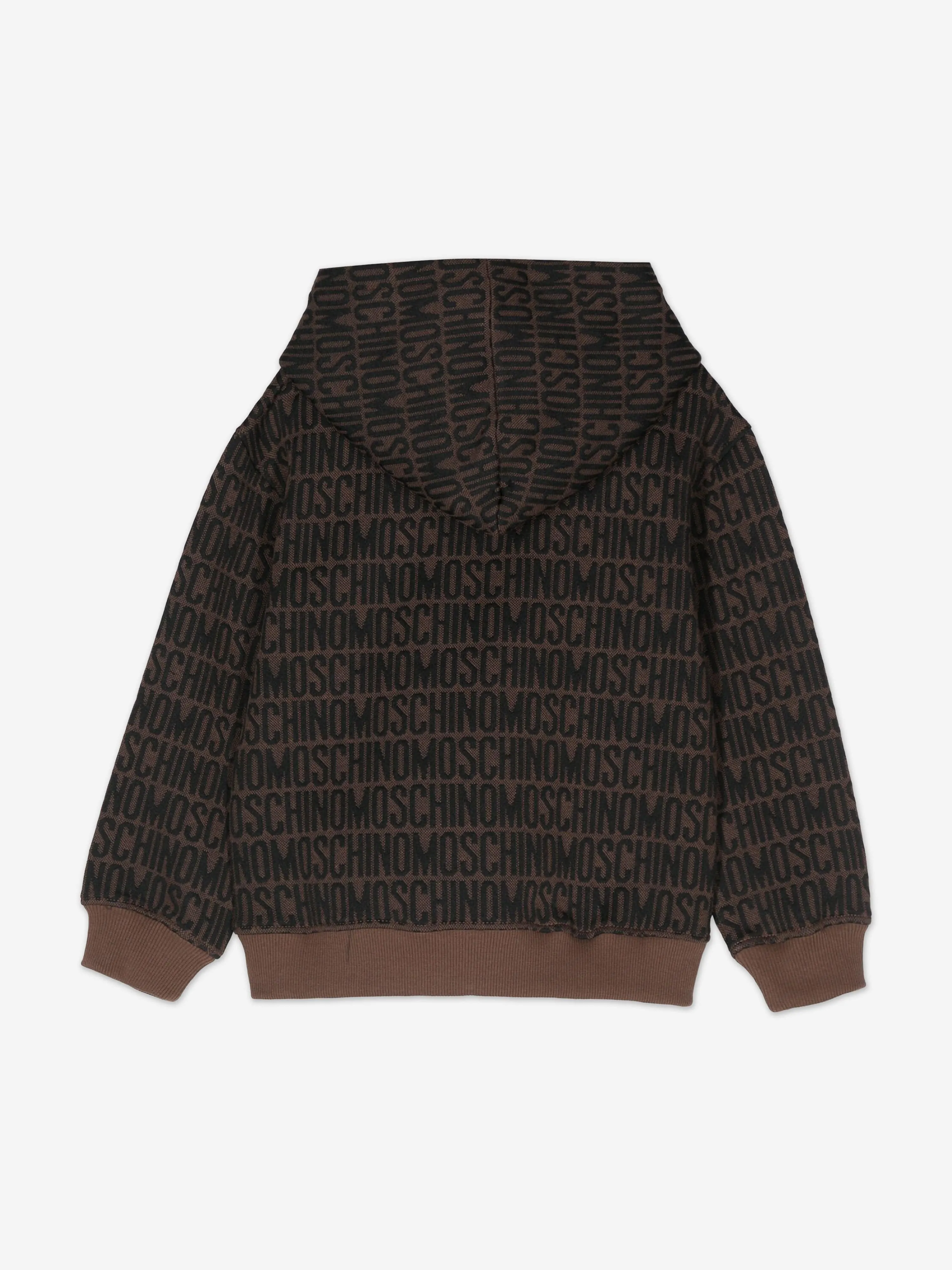 Moschino Kids All Over Logo Hoodie in Brown