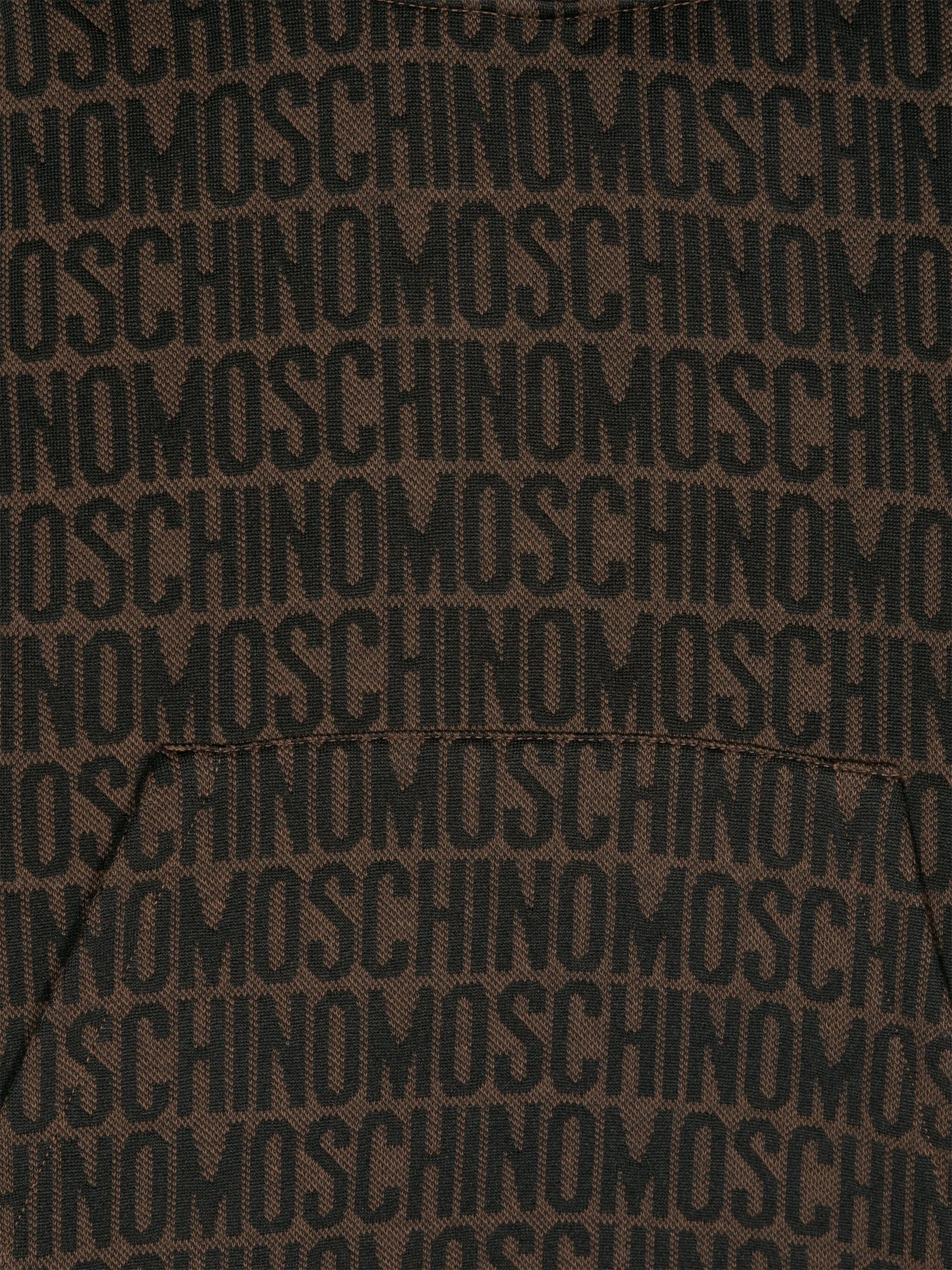 Moschino Kids All Over Logo Hoodie in Brown