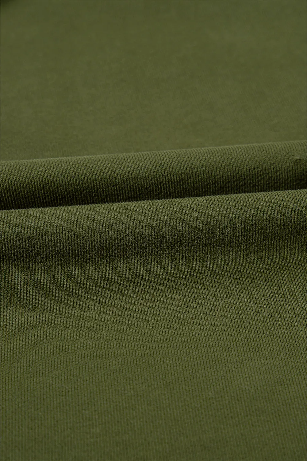 Moss Green Solid Kangaroo Pocket Half Zipper Oversized Hoodie