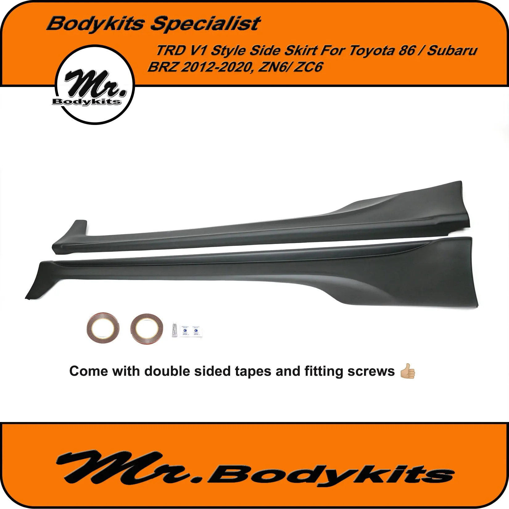 Mr Plastic TRD V1 Side Skirt Bodykits For Toyota 86 / Subaru BRZ 2012-2020, ZN6 , ZC6