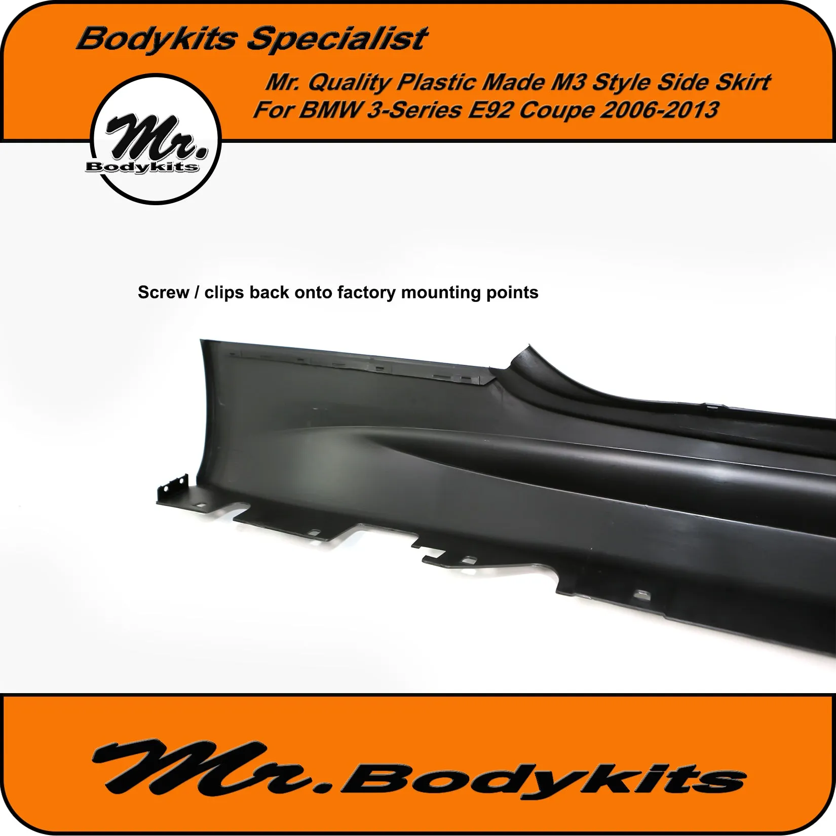 Mr Quality Made PP Plastic M3 Style Side Skirt For BMW 3 Series 2 Door Coupe 06-13 E92