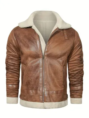 Nathan | The Distressed Brown Shearling Bomber Jacket