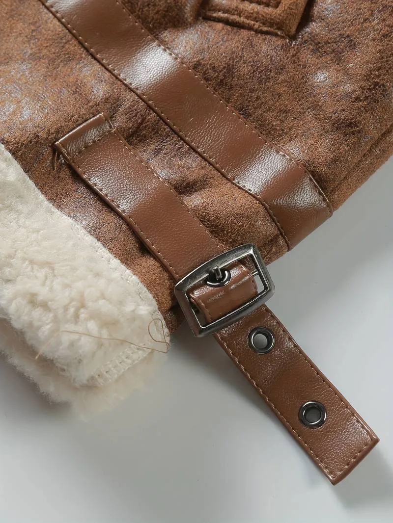 Nathan | The Distressed Brown Shearling Bomber Jacket