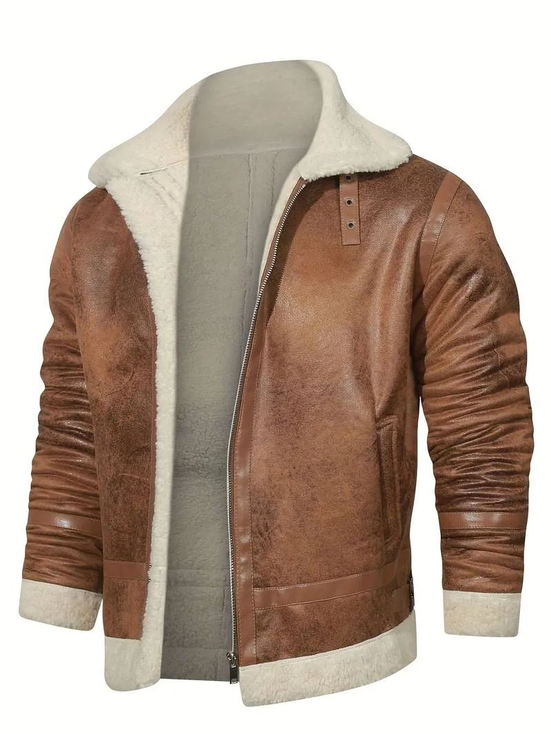 Nathan | The Distressed Brown Shearling Bomber Jacket