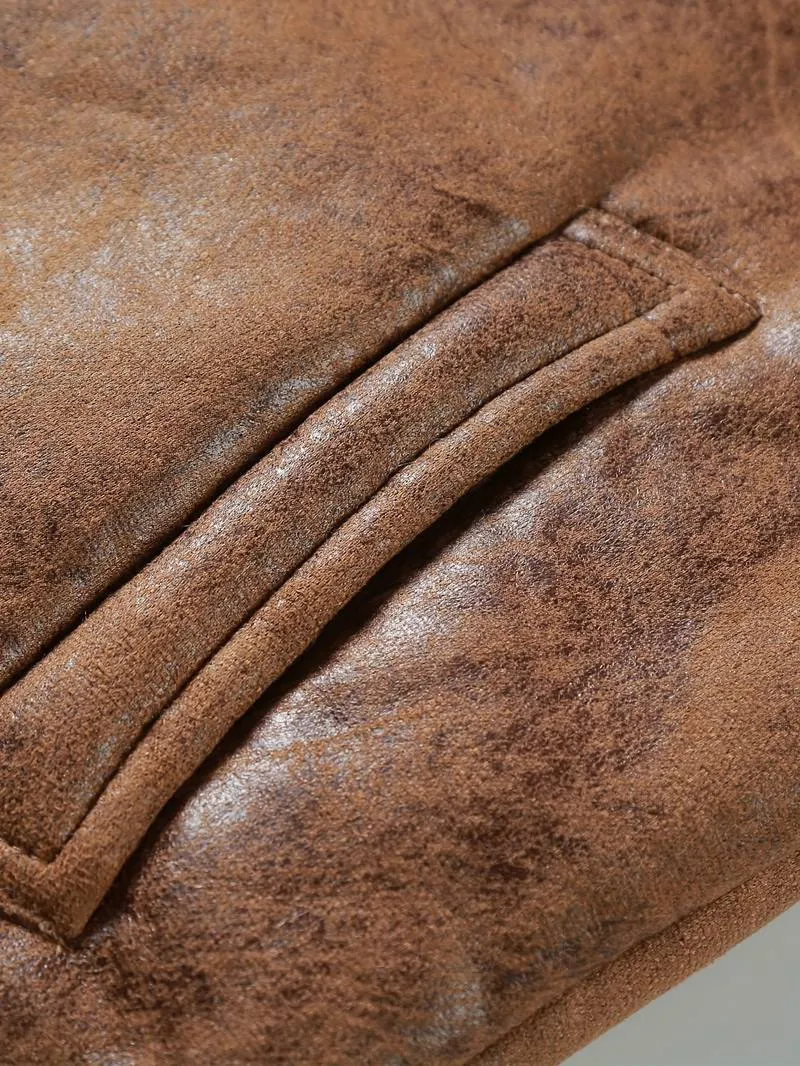 Nathan | The Distressed Brown Shearling Bomber Jacket