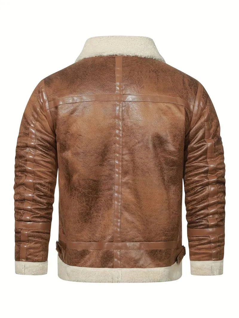 Nathan | The Distressed Brown Shearling Bomber Jacket