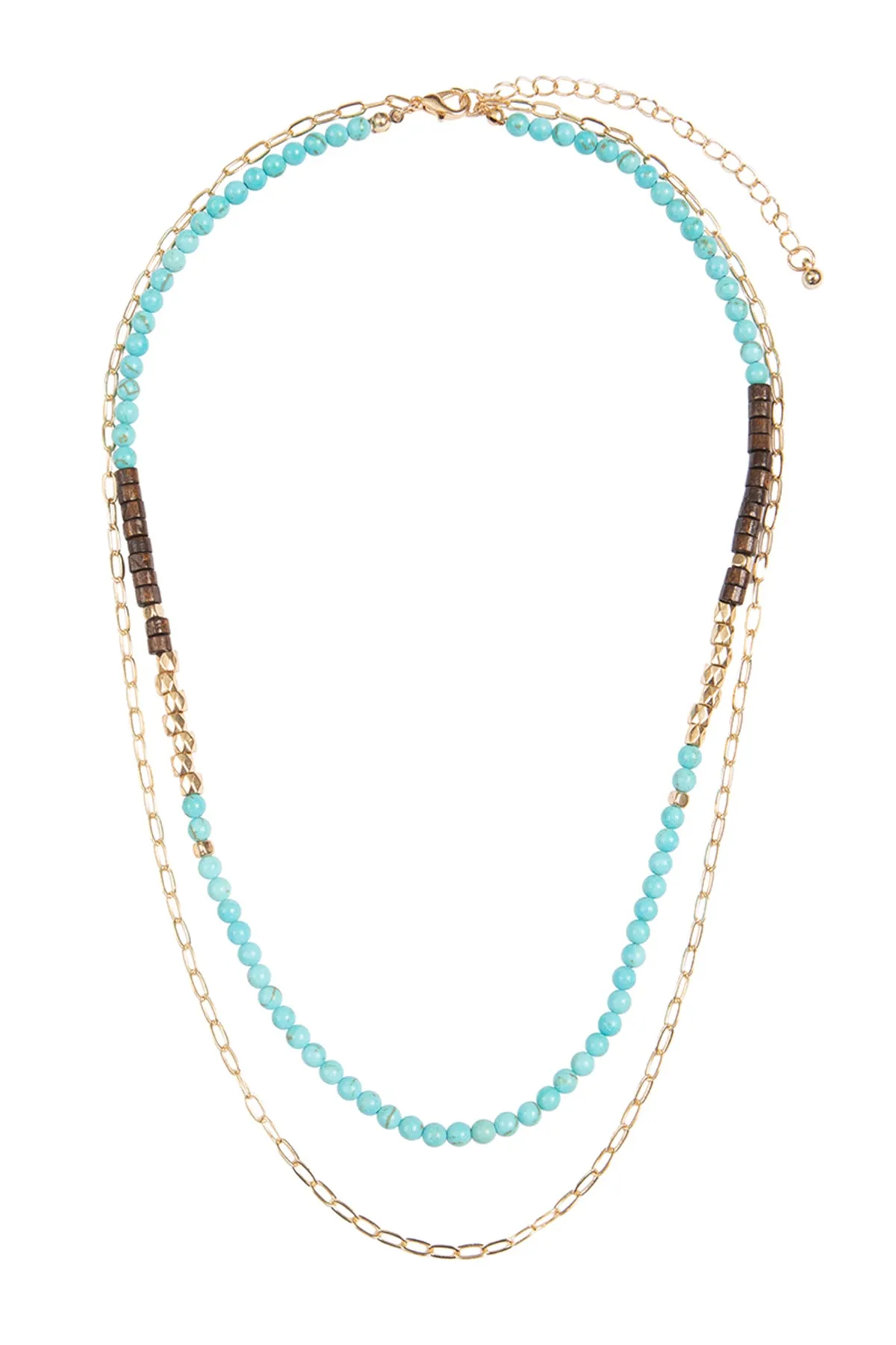 NATURAL STONE, CHAIN LAYERED LONG NECKLACE