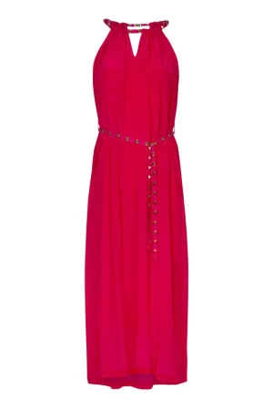 Neck Point Hot Pink Maxi Dress