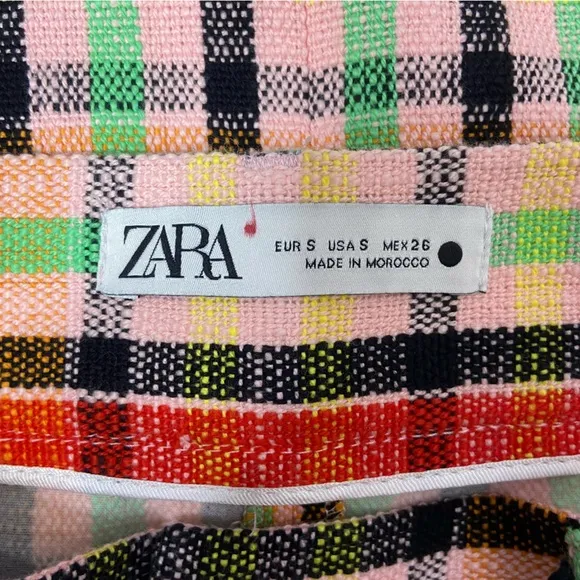 New Zara Structured Plaid Midi Skirt Sz S