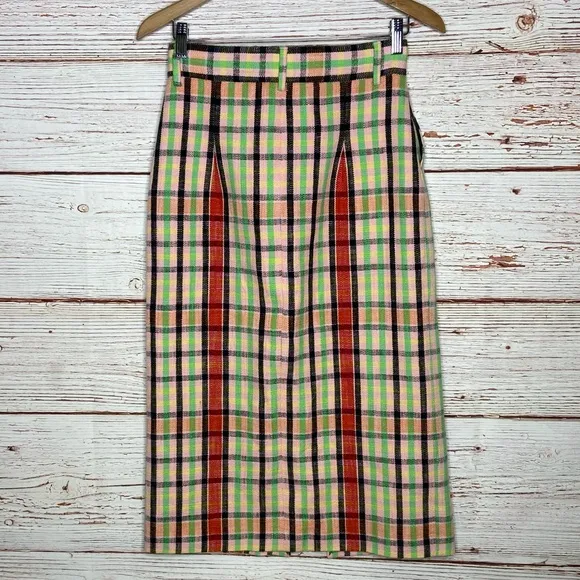 New Zara Structured Plaid Midi Skirt Sz S