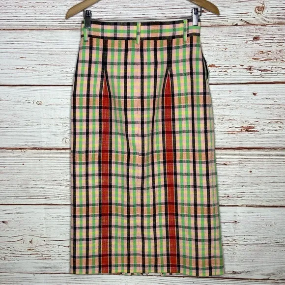 New Zara Structured Plaid Midi Skirt Sz S