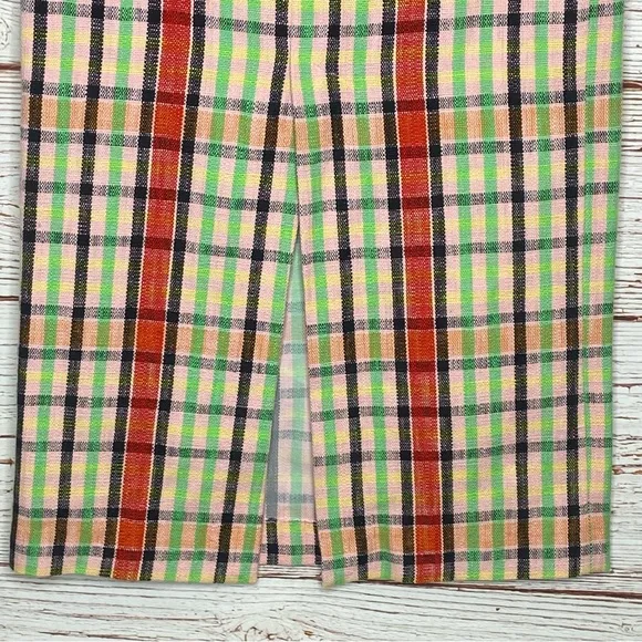 New Zara Structured Plaid Midi Skirt Sz S