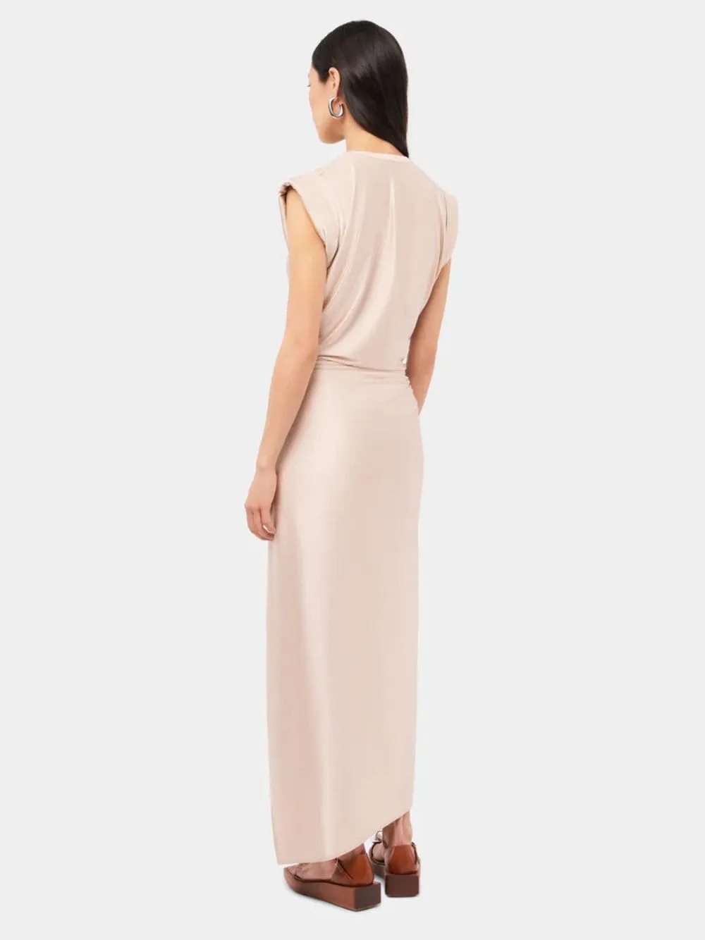Nude Draped Dress with Piercing Detail
