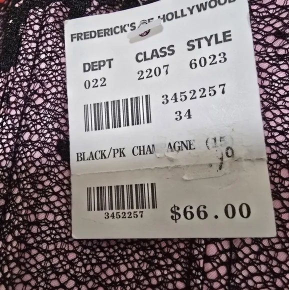 NWT Frederick's Of Hollywood Corset Size 34 Pink &amp; Black Lace
