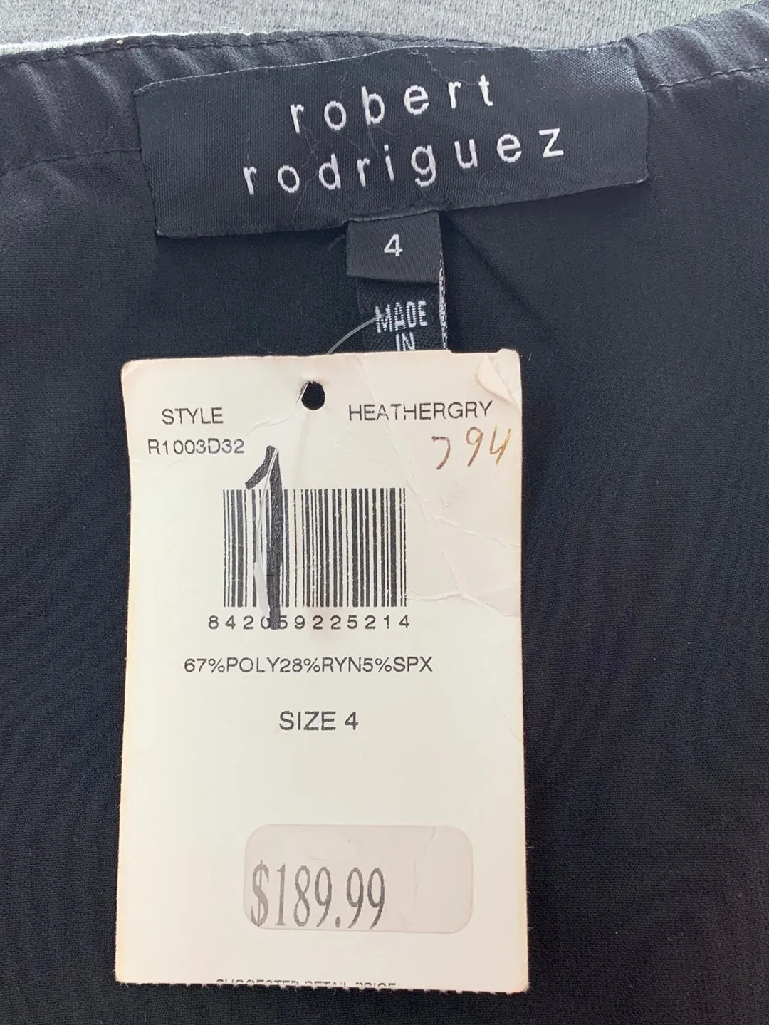 NWT - ROBERT RODRIGUEZ gray silver Zipper Sequin Strapless Dress - 4