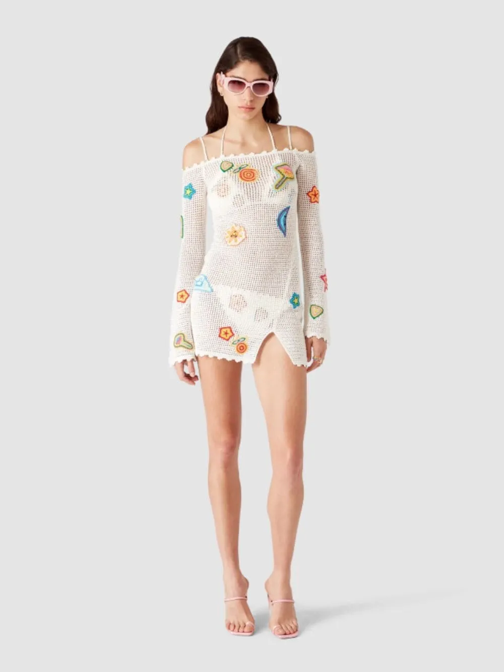 Off-White Motif Crochet Mini Dress