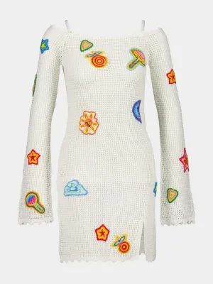 Off-White Motif Crochet Mini Dress