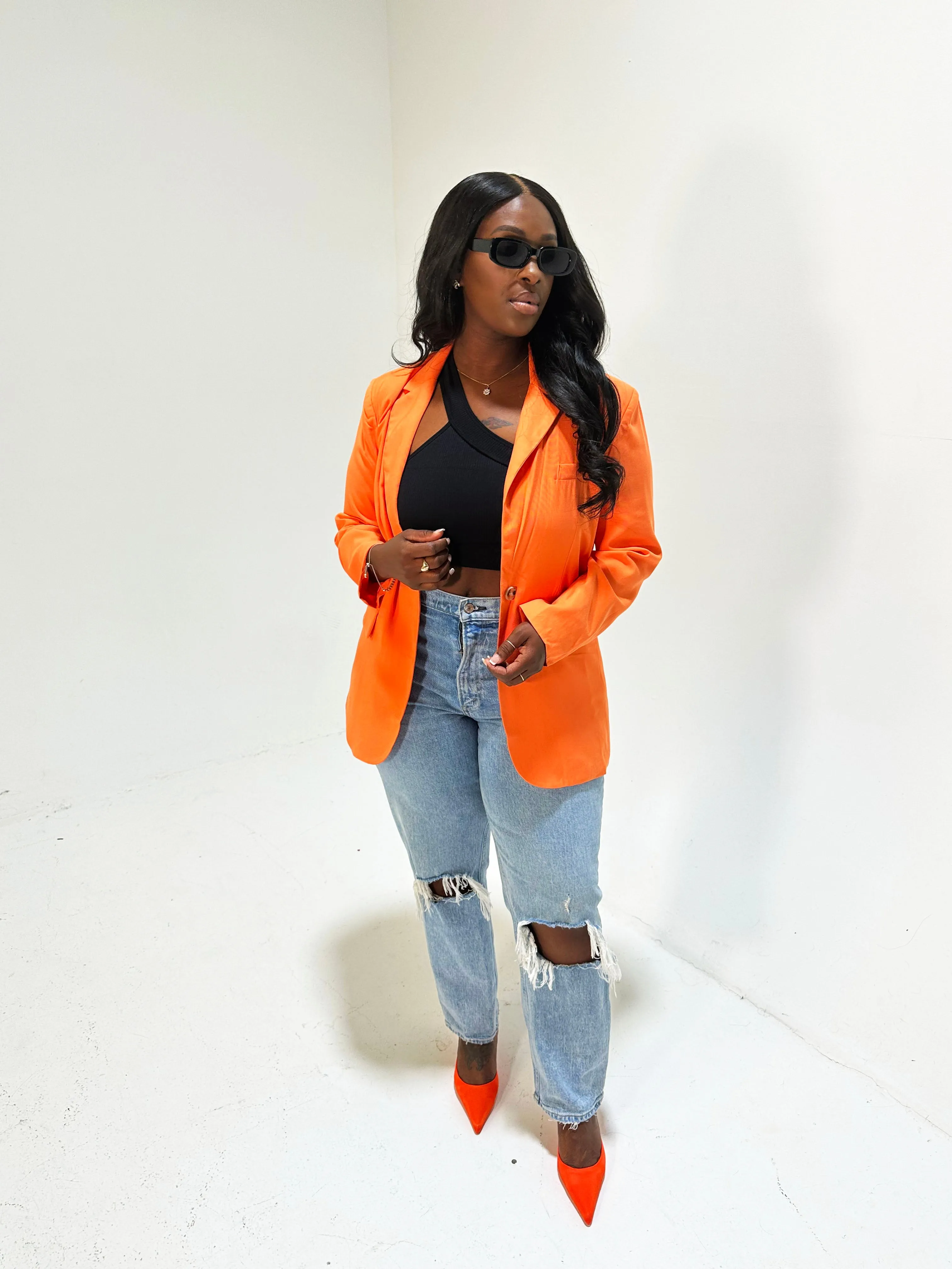 Orange Oversized Blazer