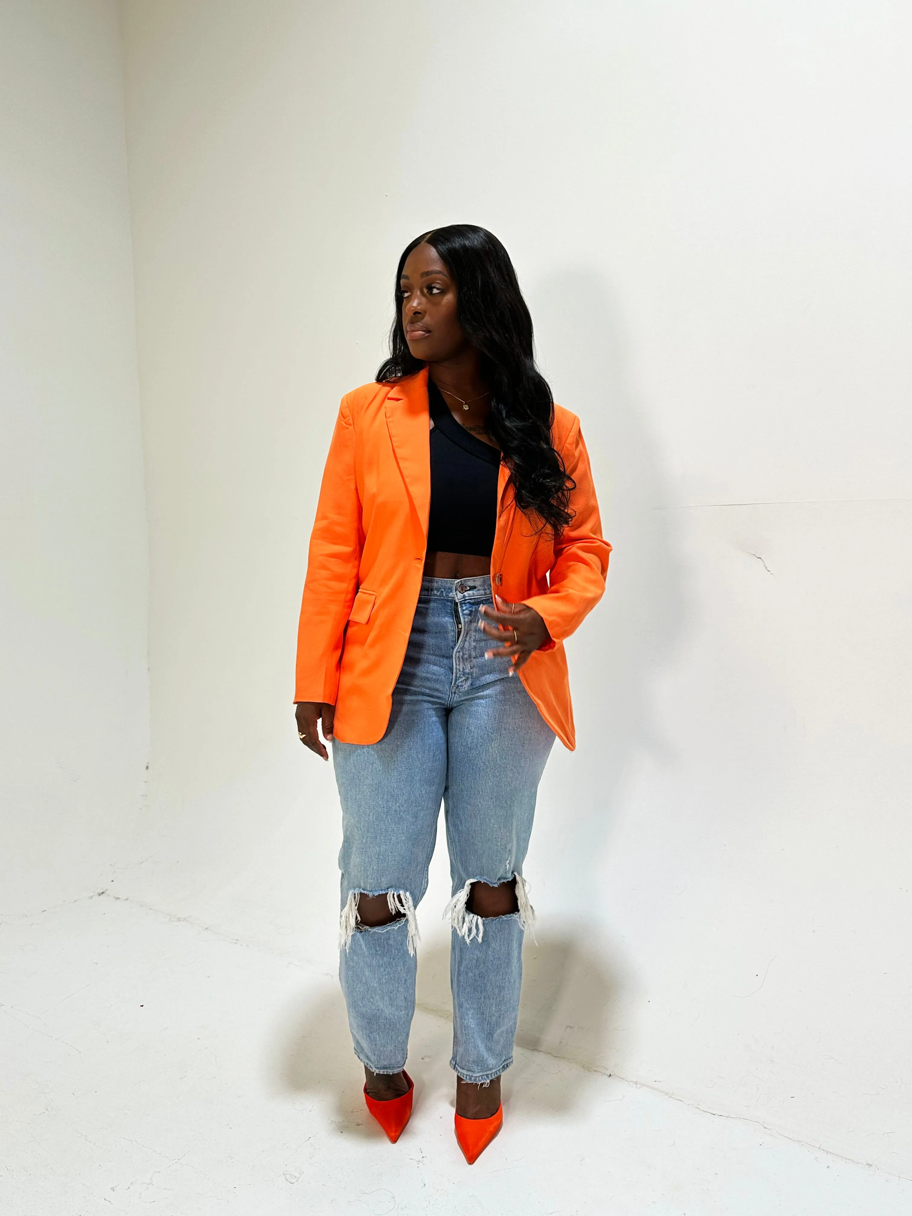 Orange Oversized Blazer