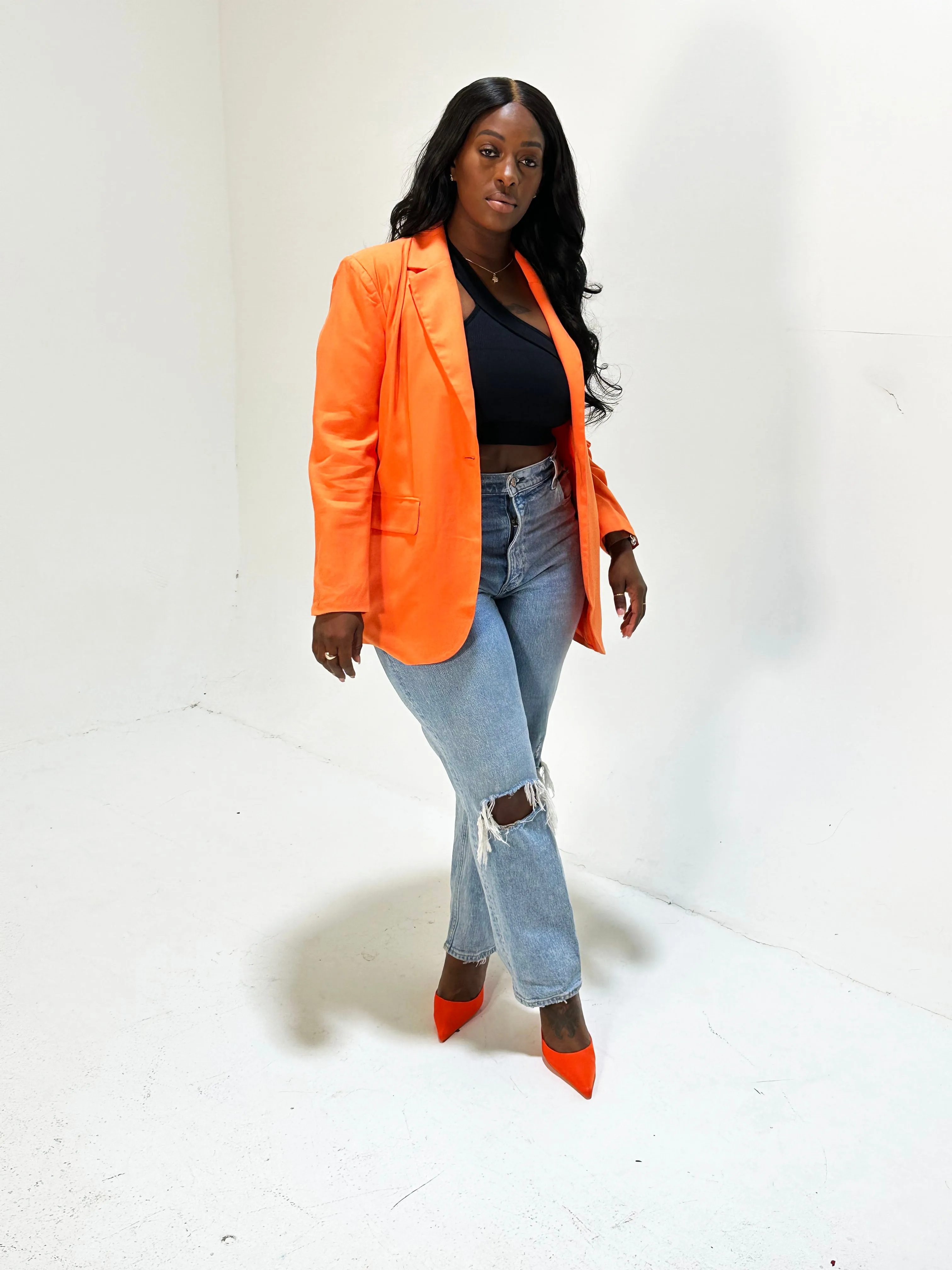 Orange Oversized Blazer